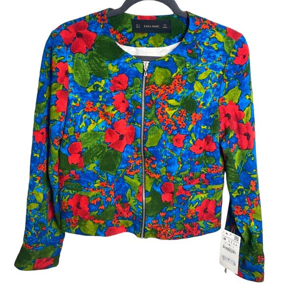 Zara Jackets & Blazers - NWT ZARA JACKET BLAZER FLORAL BLACK LABEL TROPICAL VIBRANT PREPPY OFFICE CASUAL